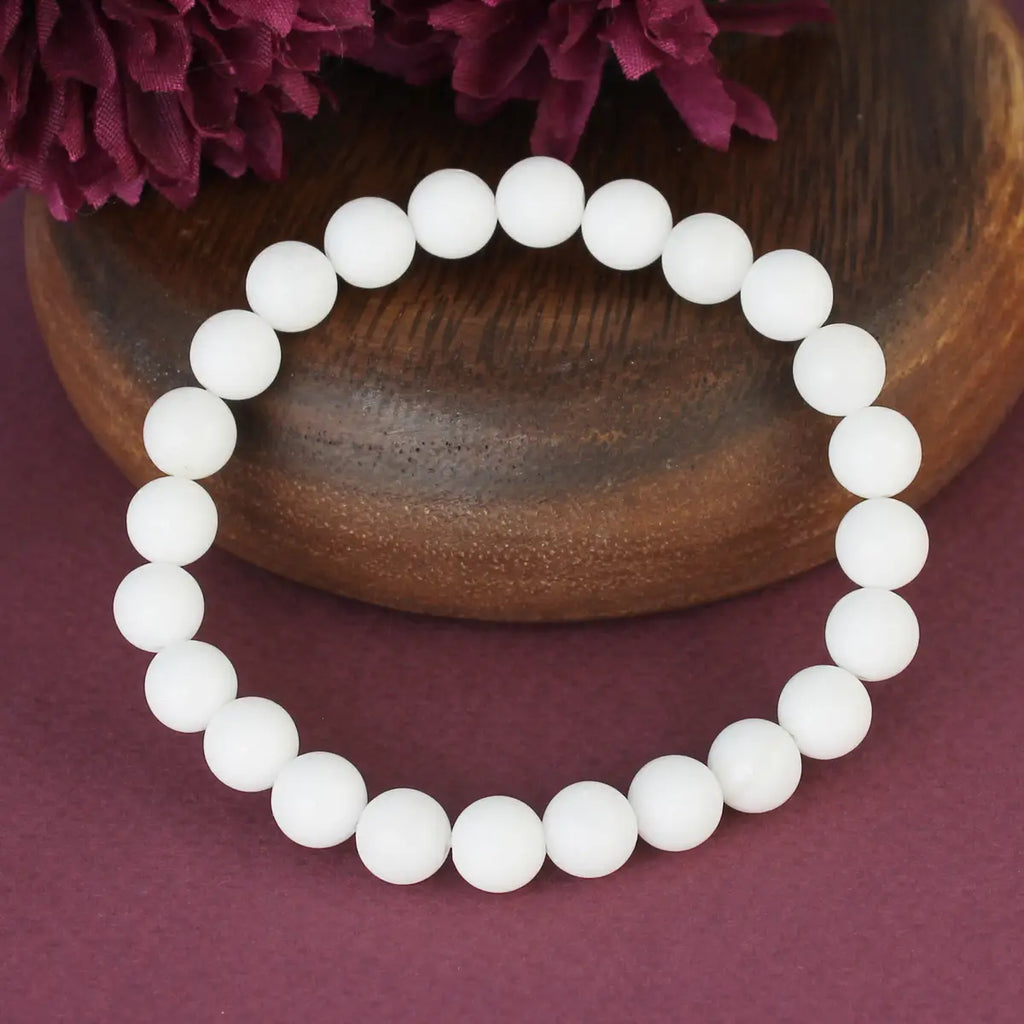 Pure White Glass Bead Bracelet