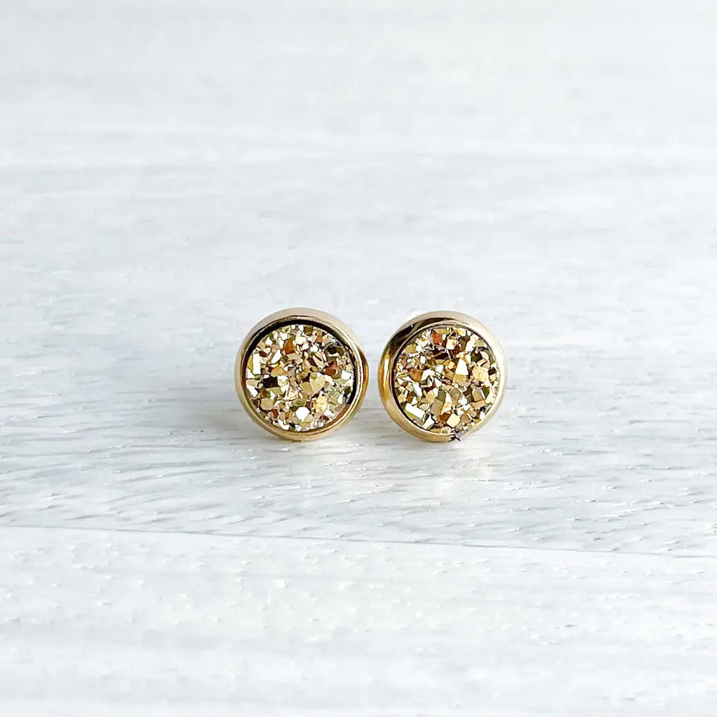 Gold mini druzy earrings