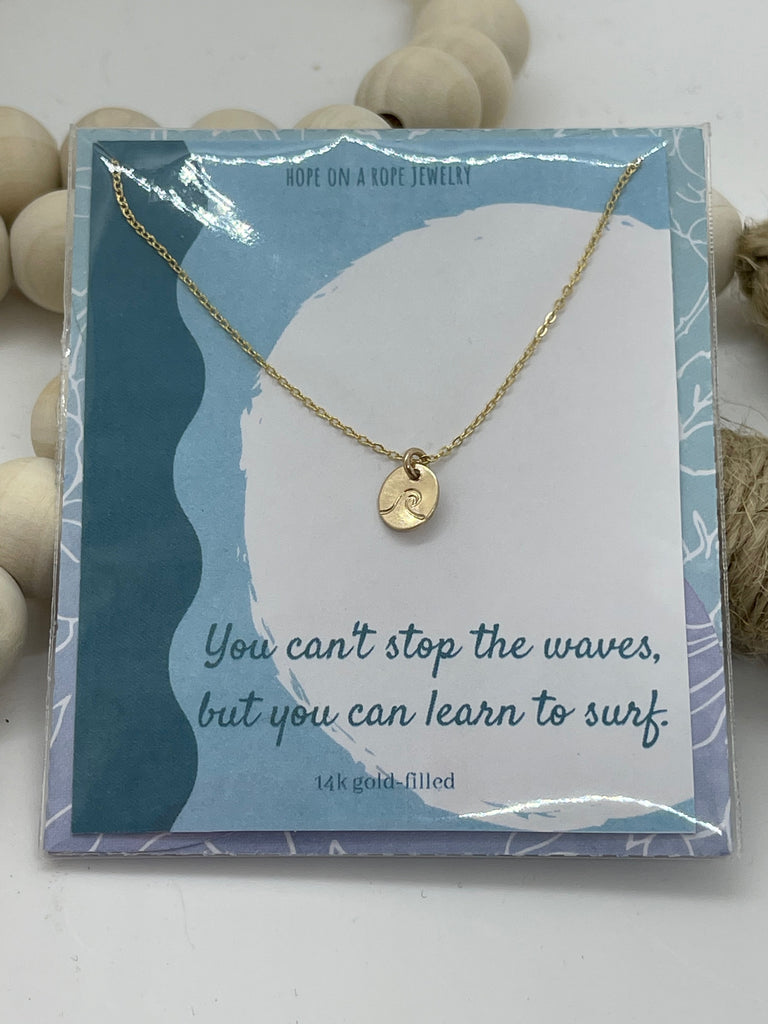 Hope on a Rope Gold Wave Necklace-16 inch