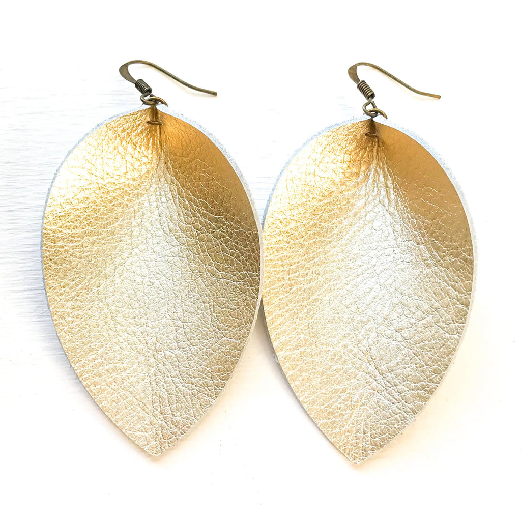 Vintage Gold Leather Earrings