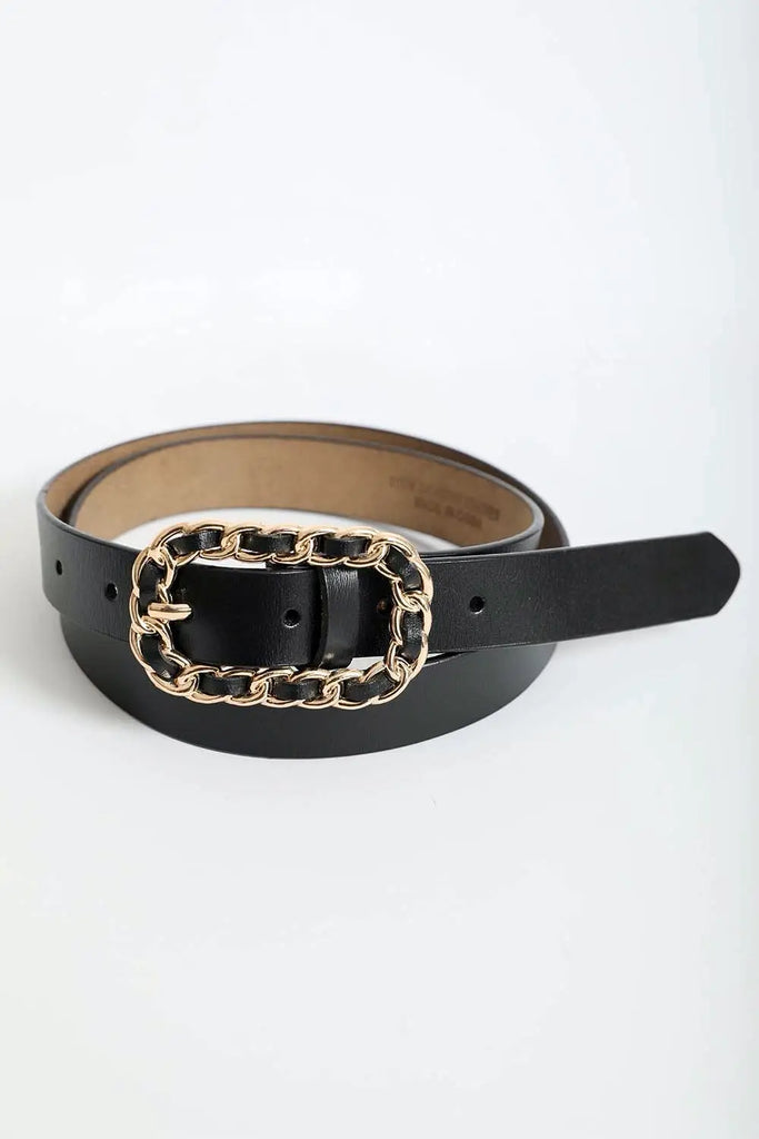 Leather Gold Chain Belt