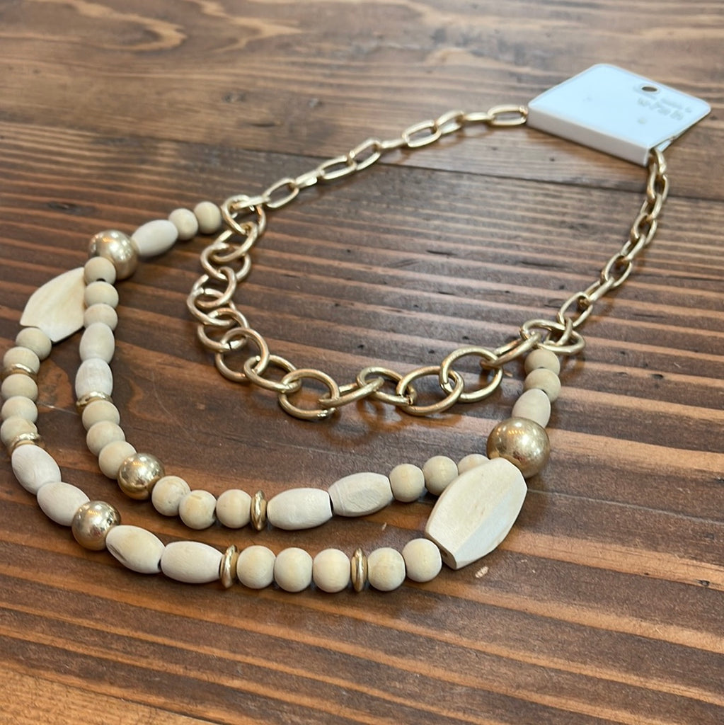 Layered wooden necklace