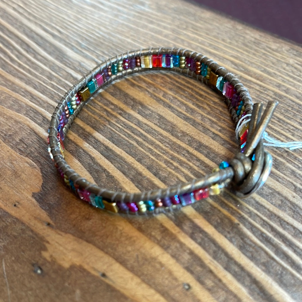 Handmade Miyuke Bead/Leather Bracelet
