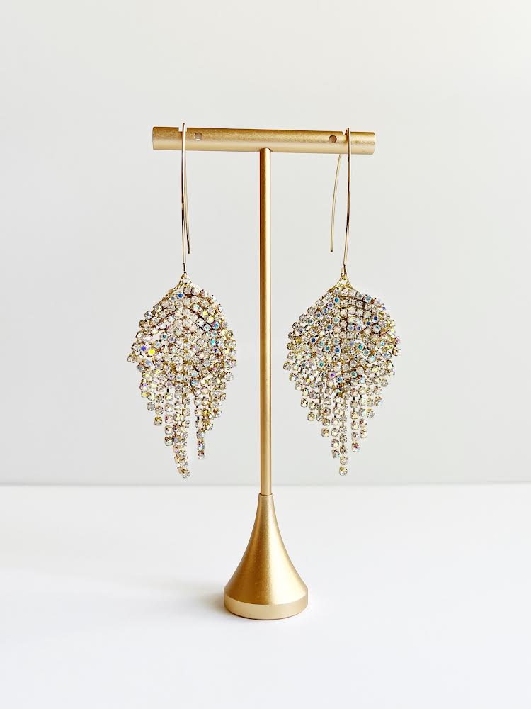 Crystal & Gold Threader Earrings